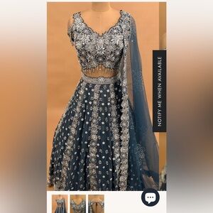 Elegant Navy Blue Embroidered Lehenga